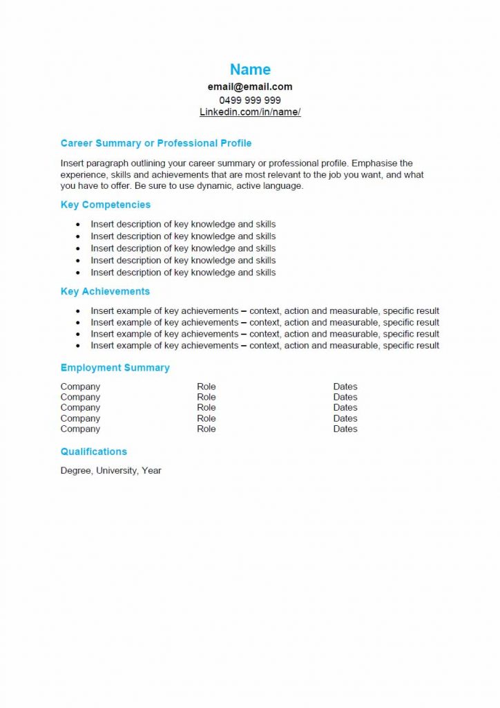 A plain resume for australia jobs